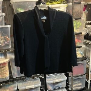 positive Attitude Black Women's top. V neck w tie.  20w petite